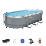 Каркасный овальный бассейн Bestway 549х274х122 см + фильтр-насос 5678 л/ч, лестница, тент (56710 BW)