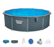 Стальной бассейн Bestway Hydrium Pool Set 488х132 см + песочный ф/насос 6056 л/ч, наполнитель Polysphere, лестница, тент, подстилка (561CU BW)