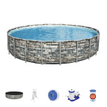 Каркасный бассейн Bestway 671х132 см + фильтр-насос 9463 л/ч, тент, лестница (56889 BW)