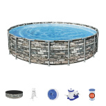 Каркасный бассейн Bestway 610х132 см + фильтр-насос 9463 л/ч, тент, лестница (56883 BW)
