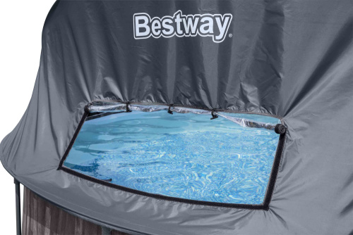Каркасный бассейн Bestway 366х122 см + фильтр-насос 2006 л/ч, лестница, тент, навес (5619K BW)