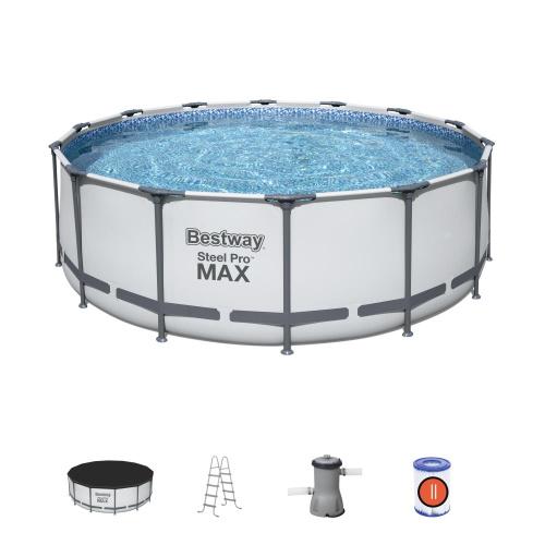 Каркасный бассейн Bestway 427х122 см + фильтр-насос 3028 л/ч, тент, лестница (5612X)