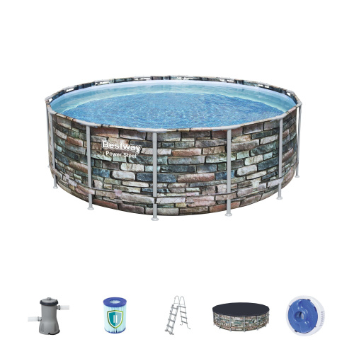 Каркасный бассейн Bestway 427х122 см + фильтр-насос 3028 л/ч, тент, лестница (56993 BW)