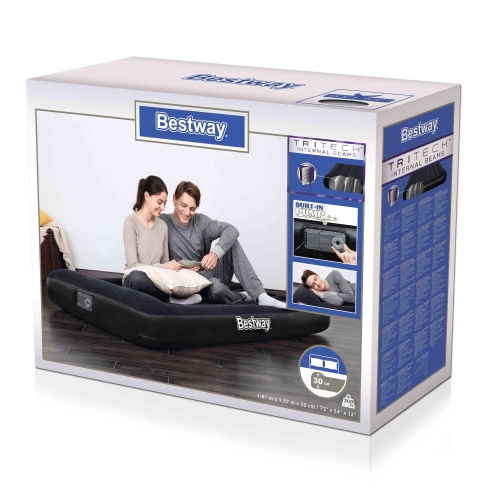 Надувной матрас Tritech 191x137x30 см, с подголовником и встроенным насосом (Bestway 67462 BW)