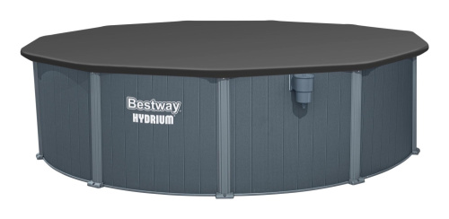 Стальной бассейн Bestway Hydrium Pool Set 488х132 см + песочный ф/насос 6056 л/ч, наполнитель Polysphere, лестница, тент, подстилка (561CU BW)