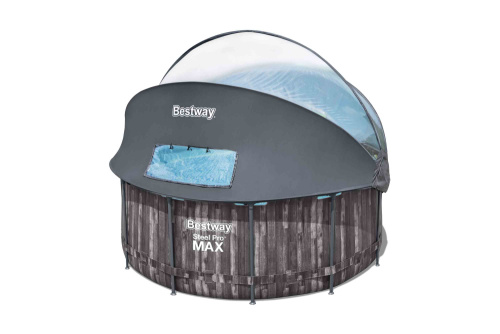 Каркасный бассейн Bestway 366х122 см + фильтр-насос 2006 л/ч, лестница, тент, навес (5619K BW)