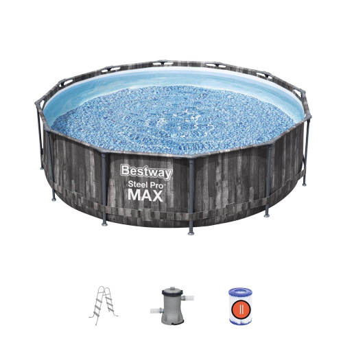 Каркасный бассейн Bestway Steel Pro MAX, 366х100 см + фильтр-насос 2006 л/ч, лестница (5614X)