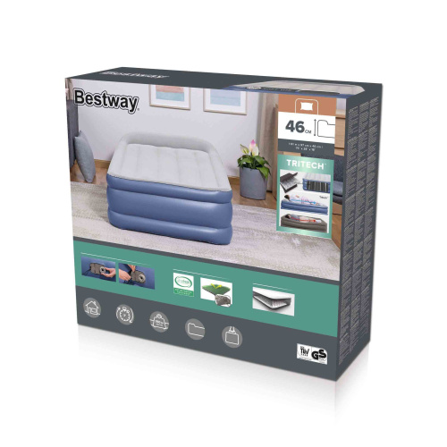 Надувная кровать Tritech 191x97x46 см, с подголовником, встроенный насос 220V (Bestway 67628 BW)