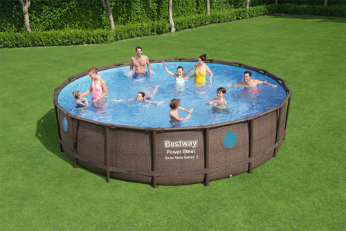 Каркасный бассейн Bestway "Ротанг", 549х122 см + фильтр-насос 5678 л/ч, тент, лестница (56977)