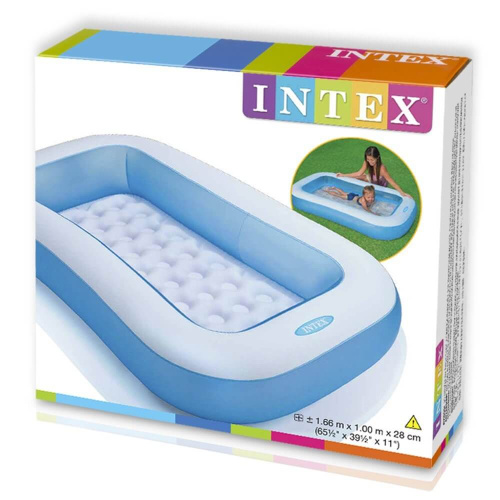 Детский надувной бассейн 166х100х25 см 90 л, от 2 лет, надувное дно (Intex 57403)