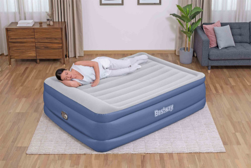 Надувная кровать Tritech 203x152x56 см, с подголовником, встроенный насос 220V (Bestway 67614 BW)