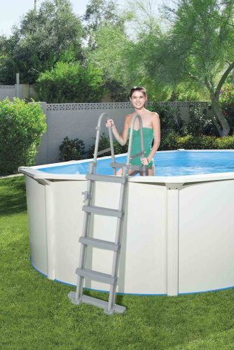 Cтальной бассейн Bestway Hydrium Oval Pool 500х360х120 см + песочный ф/насос 3028 л/ч, лестница, тент, подстилка (56586 BW)
