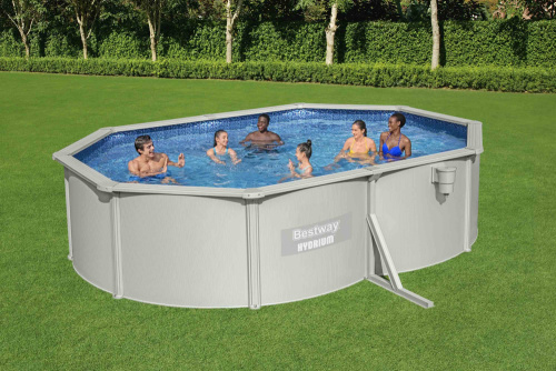 Cтальной бассейн Bestway Hydrium Oval Pool 500х360х120 см + песочный ф/насос 3028 л/ч, лестница, тент, подстилка (56586 BW)