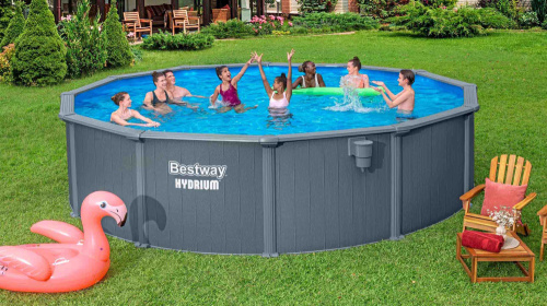 Стальной бассейн Bestway Hydrium Pool Set 549х132 см + песочный ф/насос 6056 л/ч, наполнитель Polysphere, лестница, тент, подстилка (561CS BW)