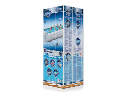 Каркасный прямоугольный бассейн Bestway 671х366х132 см + фильтр-насос 5678 л/ч, тент, лестница, настил (56470/56272 BW)