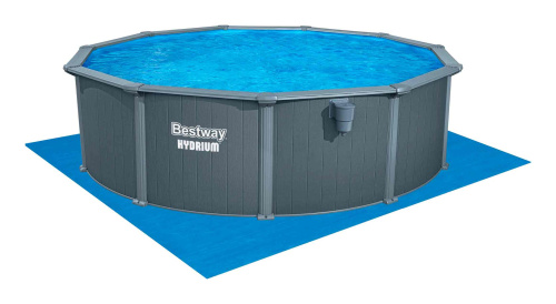 Стальной бассейн Bestway Hydrium Pool Set 488х132 см + песочный ф/насос 6056 л/ч, наполнитель Polysphere, лестница, тент, подстилка (561CU BW)