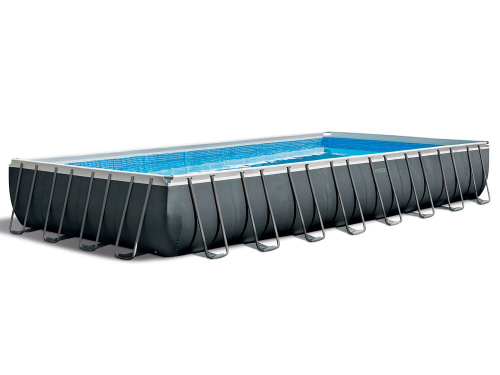 Каркасный бассейн Intex Ultra Frame 975x488x132 см + комбин. ф/насос, лестница, тент, подстилка, наб. д/чистки, волейб. сетка (26378)