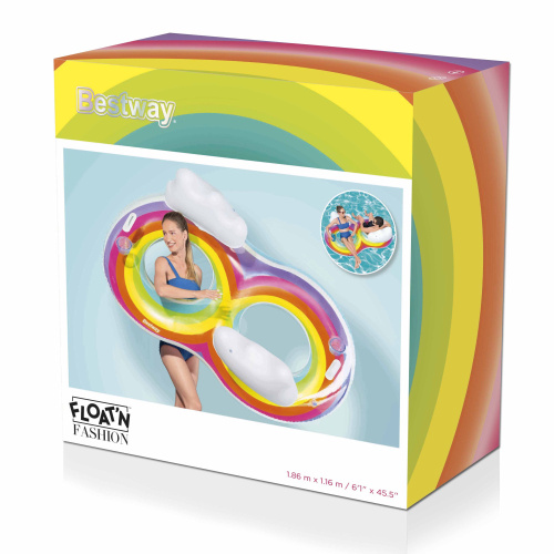 Надувной круг-кресло 186х116 см "Радуга" для двоих (Bestway 43648 BW)