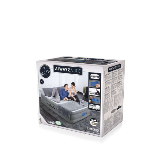 Надувная кровать AlwayzAire 152х203х46 см, встроенный насос 220V с автоподкачкой (Bestway 67706 BW)