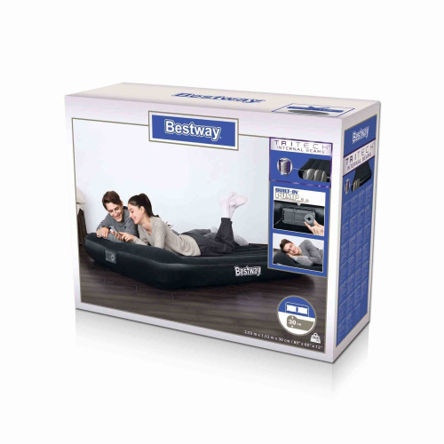 Надувной матрас Tritech 203x152x30 см, с подголовником и встроенным насосом (Bestway 67464 BW)