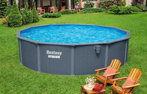 Стальной бассейн Bestway Hydrium Pool Set 549х132 см + песочный ф/насос 6056 л/ч, наполнитель Polysphere, лестница, тент, подстилка (561CS BW)
