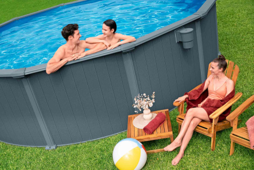 Стальной бассейн Bestway Hydrium Pool Set 549х132 см + песочный ф/насос 6056 л/ч, наполнитель Polysphere, лестница, тент, подстилка (561CS BW)